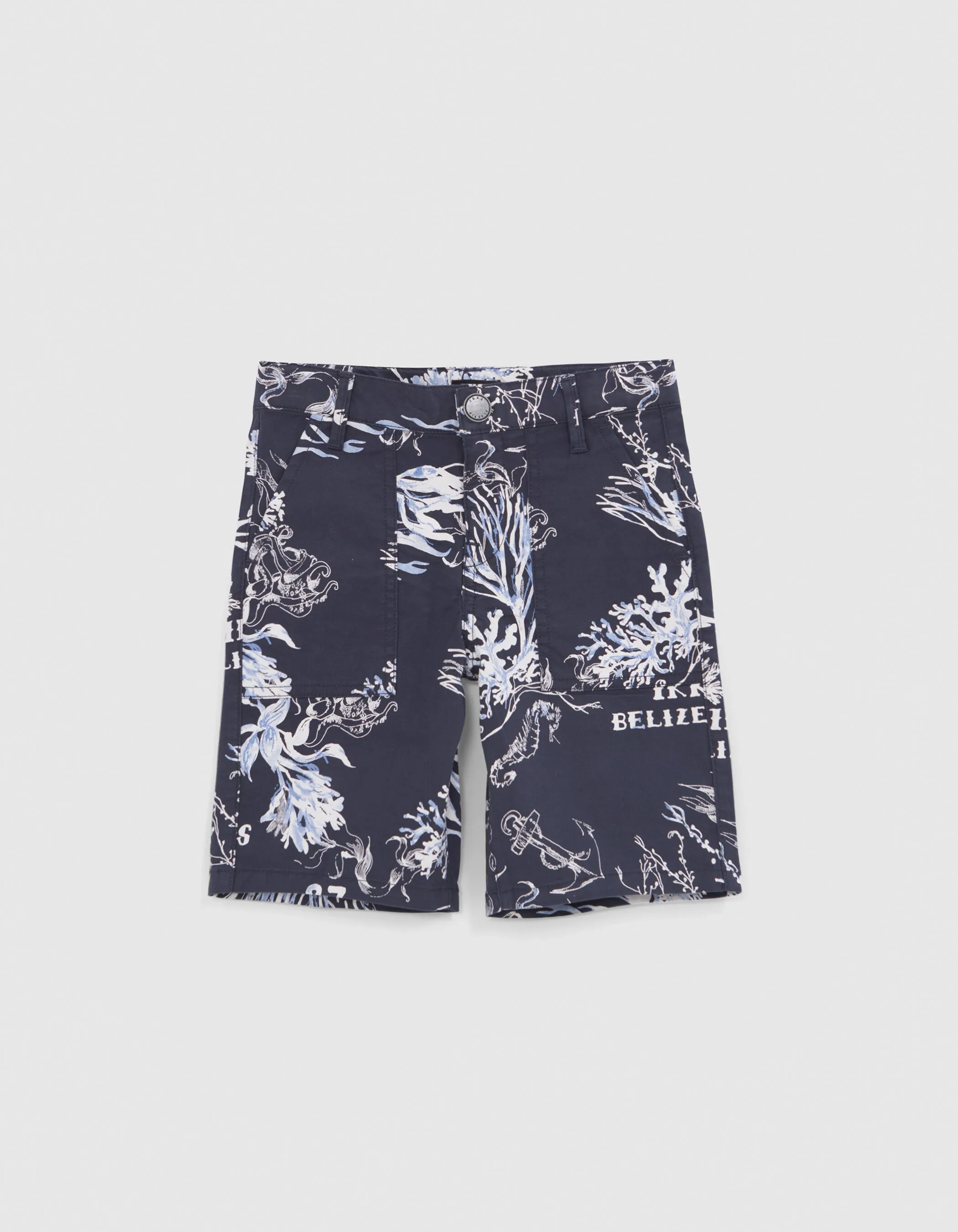 Bermuda marine imprimé coraux et ancres garçon