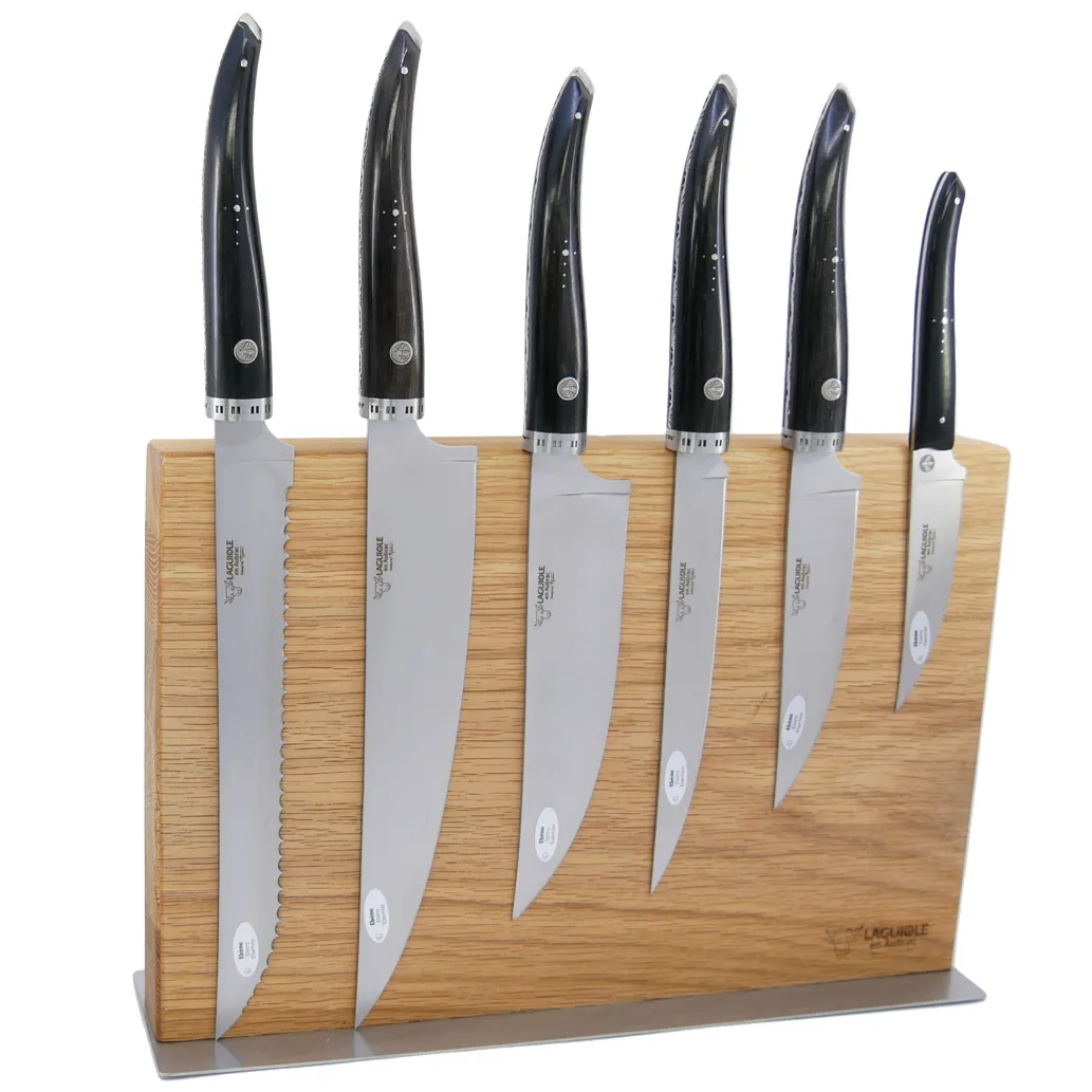 Bloc Couteaux Aimanté Gourmet Laguiole en Aubrac en Ebène 