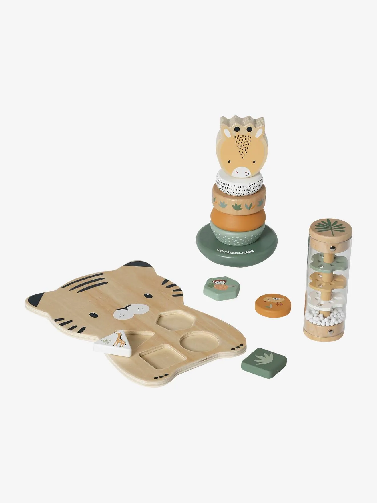 Coffret 3 jeux d'éveil TANZANIE en bois FSC® jaune - Vertbaudet
