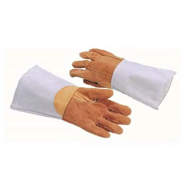 Gants de protection thermique 5 doigts cuir marron longueur 380 mm