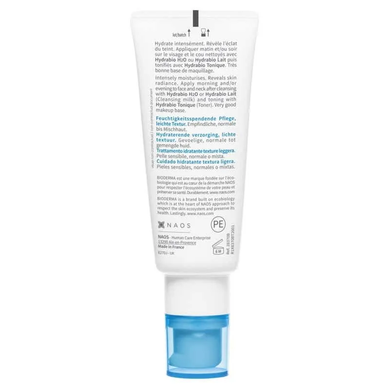 HYDRABIO - Gel-Crème Soin Hydratant Texture Légère - Peaux Sensibles Normales à Mixtes, 40ml | Bioderma  - Parapharmacie Boticin