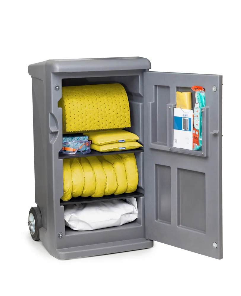 Kit antipollution mobile DENSORB, absorbants en caddy M gris, version Spécial avec granulés