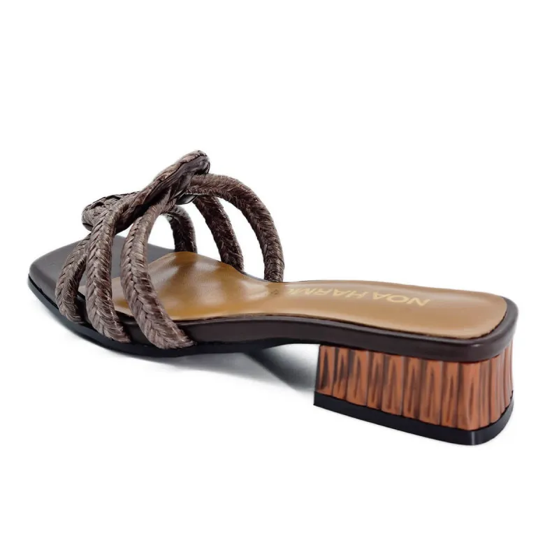 Mule femme tendance en raphia marron - Noa Harmon - Scarpe