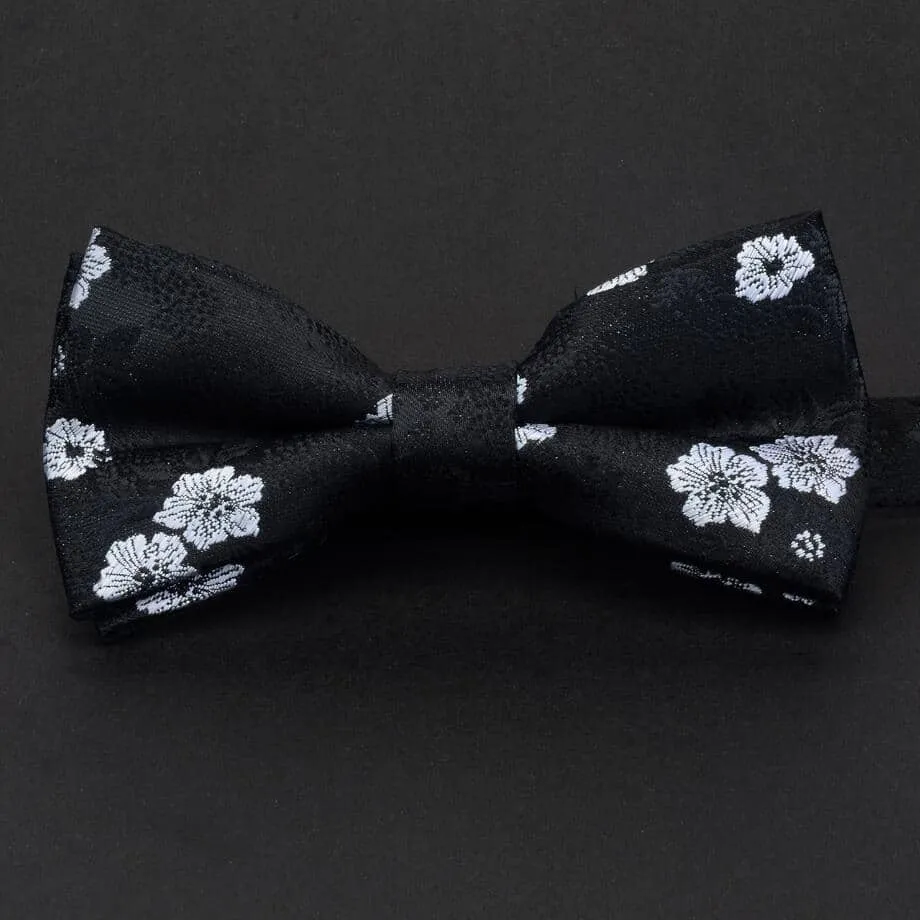 Nœud papillon fleuri noir et blanc pour homme | Tendance Fleurie