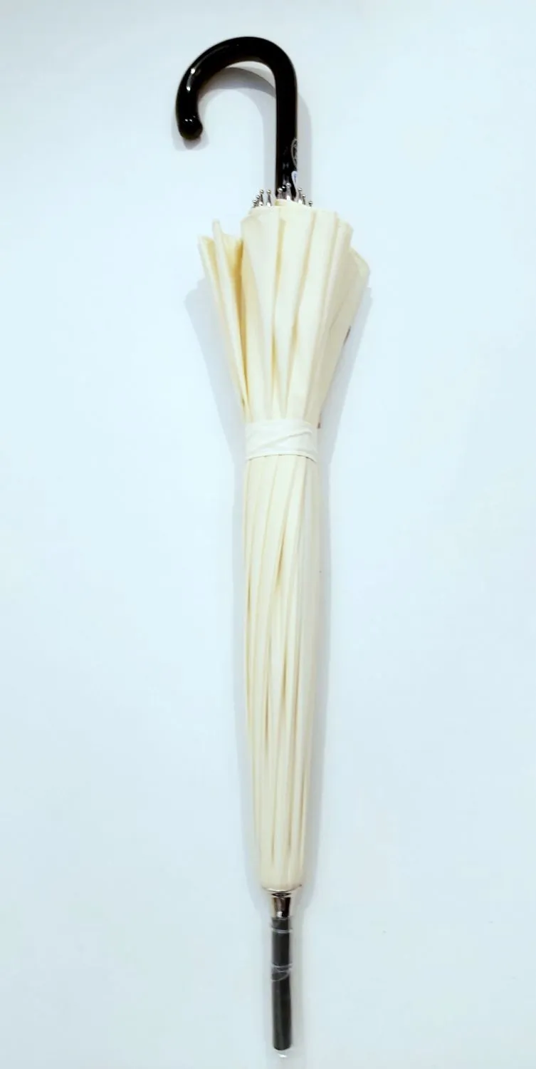 Petit parapluie long anti uv 50+ à 97% uni ivoire 16 branches Choupinette, légère & solide