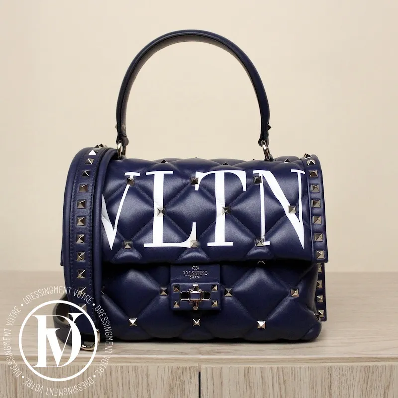 Sac Candystud VLTN bandoulière en cuir bleu marine – Valentino