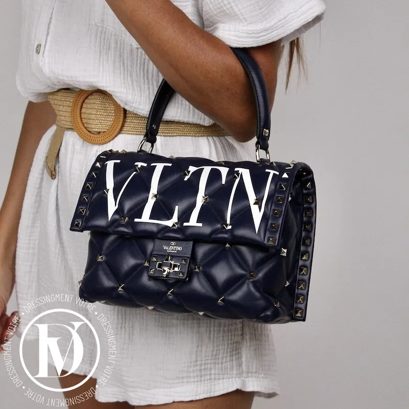 Sac Candystud VLTN bandoulière en cuir bleu marine – Valentino