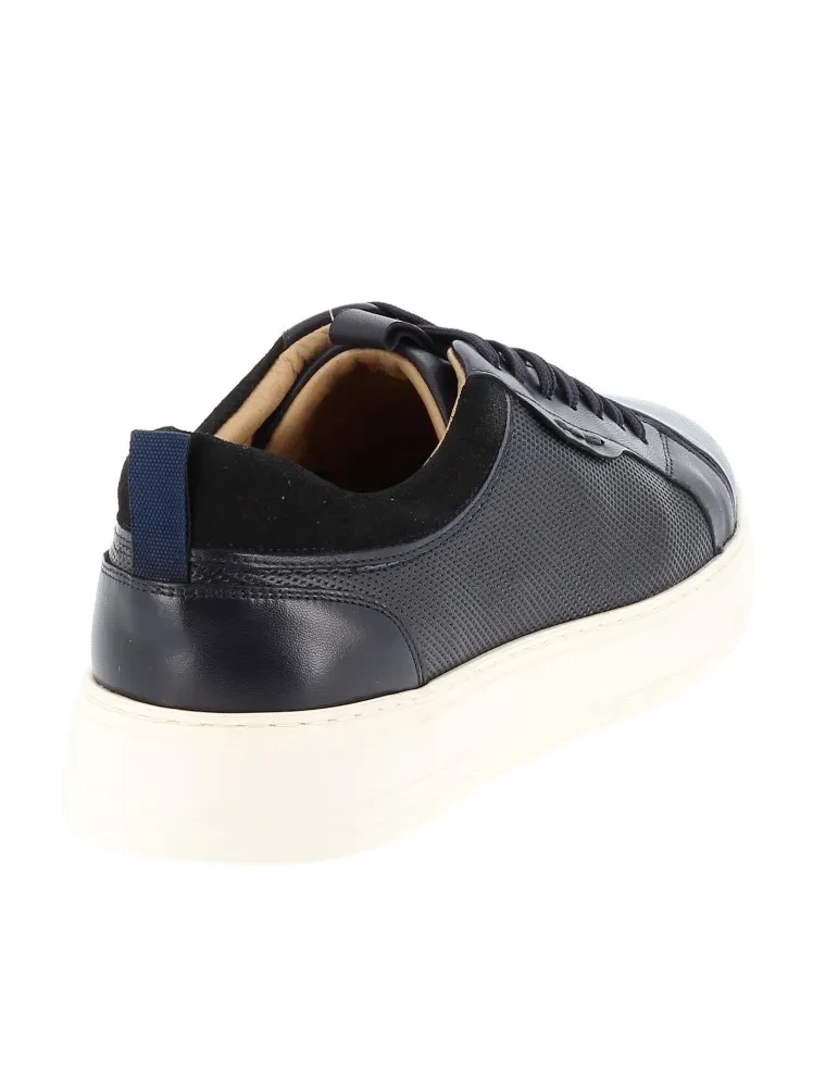 tennis semelle ultra légère cuir et nubuck marine